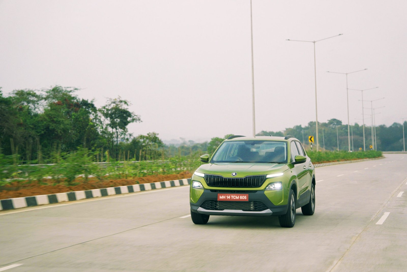 Skoda Kylaq on the highway